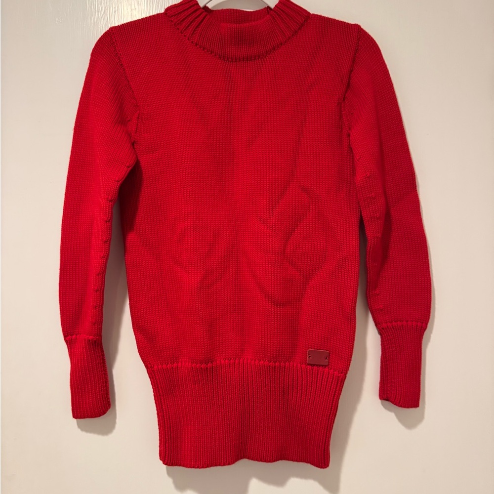 Coach New York 100% Oversized Wool Red Knit Sweater NEVER WORN